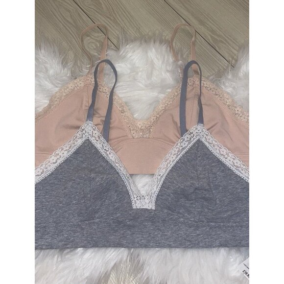 2 Jenni On Repeat Wide Lace Trim Cotton Bralettes Bras Womens XL XLarge New - Picture 2 of 4